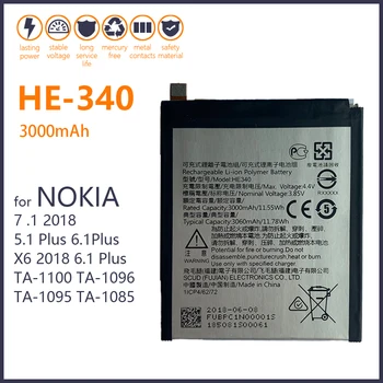 100% Оригинальный аккумулятор для телефона HE340 для Nokia 7,1/X6 2018 6,1 Plus/TA-1100 TA-1096 TA-1095 TA-1085/ 5,1 Plus Аккумуляторы HE342