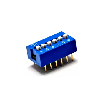 100 шт./лот DIP-переключатель 6 позиций с шагом 2,54 мм 6P Скользящий DIP-переключатель 2 ряда 12 контактов синего цвета