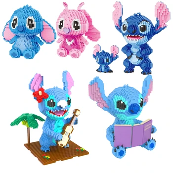 11 Стилей Серии Stitch Строительные Блоки из Микрочастиц Гитарный Стежок Вмещает Книги, Стежок Собирает Трехмерные модели Игрушек