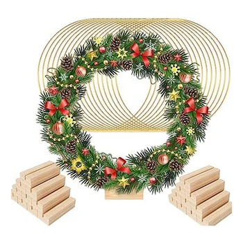 20 штук цветочных колец-обручей с держателями, кольца с кисточками, 12-дюймовые металлические для стола, Свадебные Рождественские украшения для подвешивания на стену