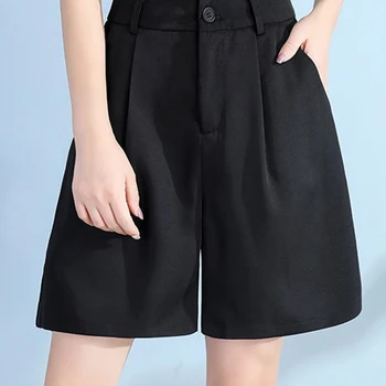 2021, новая модная повседневная простая корейская версия женских шорт Harajuku для поездок на работу, летние свободные прямые шорты mujer с высокой талией