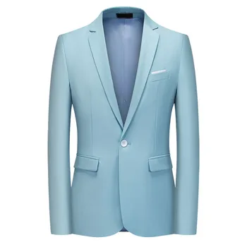 2023, Мужской приталенный офисный блейзер, куртка, Модный однотонный мужской рабочий костюм, куртка, Свадебное платье, пальто, Повседневный деловой мужской костюм, пальто