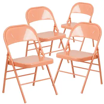 4 Металлических складных стула серии HERCULES COLORBURST с тройными креплениями и двойными петлями, офисный стул, стул для маникюра, настольные стулья Dinni