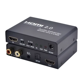 4K 60HZ HDMI-HDMI с аудио-дуговым оптическим Toslink SPDIF + 3,5 мм/ RCA стерео с 2/5.1 каналом YUV4: 4: 4 HDMI Аудио экстрактор