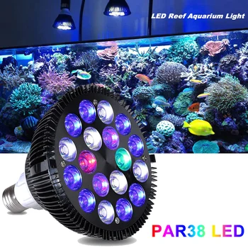 54 Вт Полный Спектр Аквариумных Ламп LED E27 PAR38 Коралловый Риф Используется Для Выращивания Растений Лампа для Отстойника Водорослей Refugium Коралловые Рифовые Аквариумы
