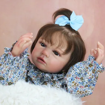 55 см 3D Кожа Полное Мягкое Силиконовое Тело Reborn Baby Doll Игрушка Для Девочки 22 Дюймов Виниловое Классическое Платье Для Купания Boneca Подарок На День Рождения