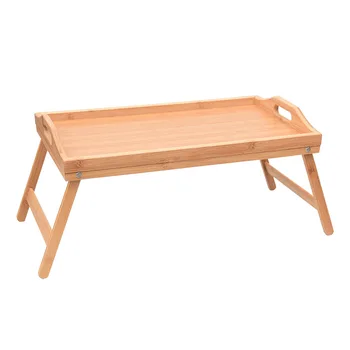 Bandeja portátil de madera de bambú para el desayuno, escritorio plegable para ordenador portátil, mesa para servir té y comiCD