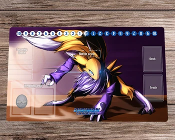 Digimon Renamon Duel Playmat DTCG CCG Коврик Для Торговой Карточной Игры Коврик Бесплатная Сумка Настольный Игровой Коврик Для Мыши Коврик Для Мыши 60x35 см
