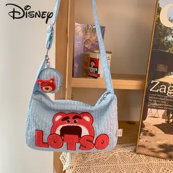 Disney Strawberry Bear, Новая женская сумка через плечо, Модная высококачественная однотонная сумка через плечо, Мультяшная универсальная сумка для мобильных устройств