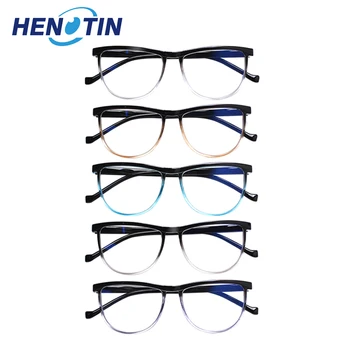 Henotin Овальная оправа, очки для чтения с прозрачными линзами, Очки для чтения по рецепту, Пружинящий шарнир, Мужские И женские Легкие удобные очки высокой четкости + 0 ~ + 600