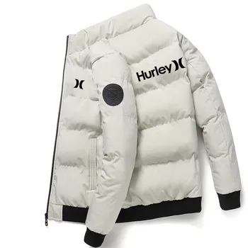 Hurley2023 Зимнее горное холодное пальто, мужская теплая куртка, парка с буквенным принтом, Пуховик, хлопковый Брендовый топ на молнии Со стоячим вырезом