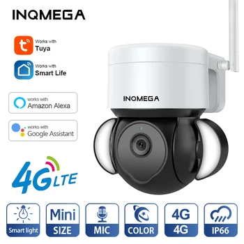 INQMEGA TUYA CAMERA IP-Камера 4G SIM Smart Cloud 4MP 2K Видеонаблюдение На Открытом Воздухе Автоматическое Отслеживание Google Home Alexa PTZ IP-камера