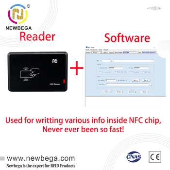 Ntag213 Считыватель RFID-записи, Большой диапазон считывания, Бесконтактный, с USB, Для смарт-карты с чипом NFC или бирки 1ШТ