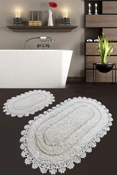 Regnum Набор хлопчатобумажной пудры из 2 хлопчатобумажных моющихся ковриков для ванной комнаты. Материал: 100% хлопчатобумажная нескользящая подошва.