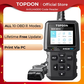 TOPDON AL500 OBD2 Сканер Профессиональный инструмент диагностики системы автоматического двигателя Пожизненно Бесплатный Автомобильный считыватель кодов DTC