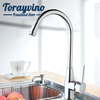 Torayvino RU Высококачественный Кухонный кран Torneira с поворотным хромированным краном для раковины, латунный Поворотный Смеситель для воды, кран для раковины