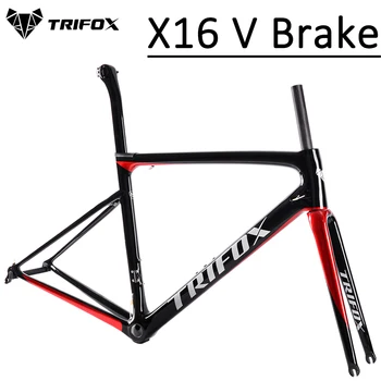 TRIFOX Полностью Карбоновая Рама Для Шоссейного Велосипеда X16 Ultralight V Brake T800 Гоночный Велосипед Frameset 700C Новые Поступления