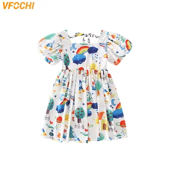 VFOCHI/Платье для девочек от 2 до 10 лет, Летняя Детская Одежда, Сарафан с рисунком из мультфильма 