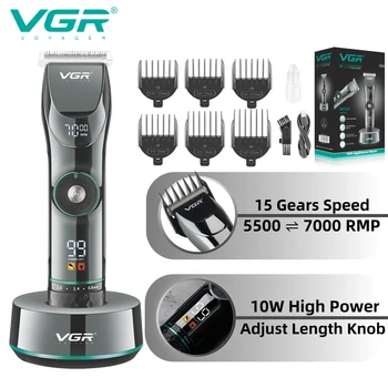 VGR Триммер Для волос Профессиональная Машинка Для Стрижки Волос Беспроводная Машинка Для Стрижки Волос Электрический Триммер С Регулируемой Скоростью Зарядки База V-256