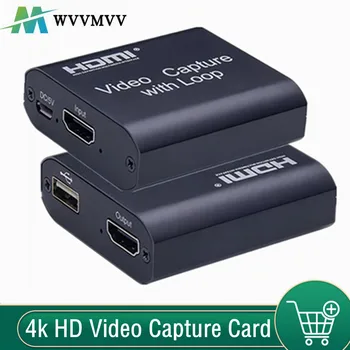 WvvMvv 1080P 4K HDMI-совместимая с USB 2.0 Плата видеозахвата Для записи игр В прямом эфире, Трансляция ТВ, локальная петля