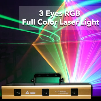 YUER 3 Eyes RGB Полноцветный Сценический Эффект Освещения 1,8 Вт 3 Вт DMX512 Музыкальный Сканирующий Лазерный Проектор Для DJ Disco Party Bar Свадебная Лампа