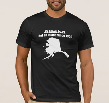 Аляска не остров с 1959 года. Забавная футболка с картой Аляски. Летняя хлопковая мужская футболка с круглым вырезом и коротким рукавом, новая S-3XL