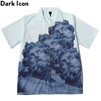 Винтажная рубашка с принтом темного значка Для мужчин 2020, Летняя мужская рубашка с отложным воротником, Уличная одежда