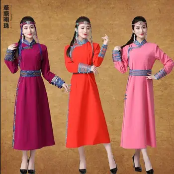 Высококачественное платье в монгольском улучшенном этническом стиле