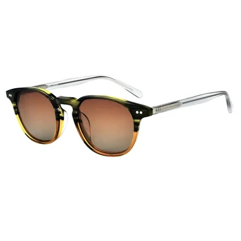 Высококачественные солнцезащитные очки в ретро-круглой поляризованной оправе HD, маленькие легкие линзы в градиентной оправе, Цветные для мужчин и женщин, Солнцезащитные очки 5062