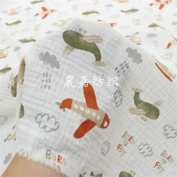 Двухслойное Марлевое Хлопчатобумажное Крепированное детское одеяло размером 10 м x 135 см С рисунком самолета, Детская одежда, домашняя одежда, ткань по индивидуальному заказу