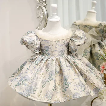 Детское бальное платье принцессы в стиле испанской Лолиты, расшитое бисером, Одежда для Дня рождения, Крестины, Пасхальные платья для девочек