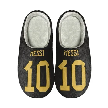 Дизайнерская пара Messi, теплые хлопчатобумажные тапочки, прямая поставка, Повседневная осенне-зимняя домашняя обувь на плоской подошве, универсальная удобная мужская обувь