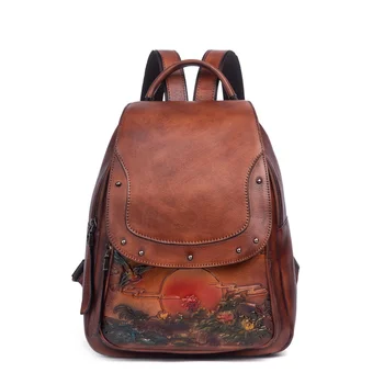 Женский рюкзак из натуральной кожи для девочек, Школьные сумки для книг, Дизайнерский рюкзак для путешествий в стиле Ретро, Женская сумка для ноутбука из натуральной кожи, Рюкзак