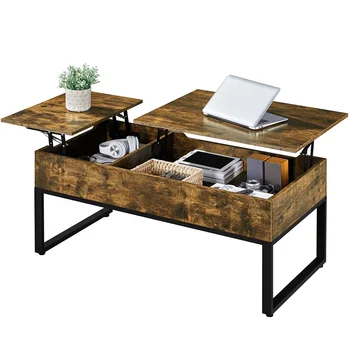 Журнальный столик с подъемной столешницей и скрытыми отделениями для хранения, Мебель, Мебель для гостиной, Простой и современный журнальный столик, деревянный