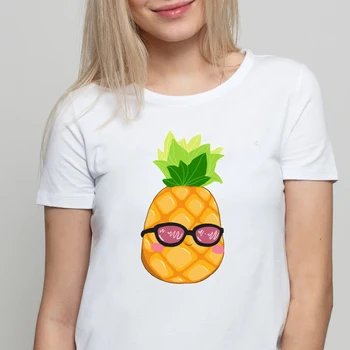 забавная футболка женские топы с графическим рисунком, футболки с принтом фруктов ананаса, camiseta harajuku, женская одежда в корейском стиле с коротким рукавом