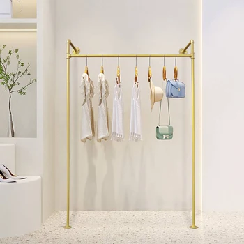 Золотой современный простой Настенный стеллаж для хранения Одежды, Стенд для организации магазина одежды
