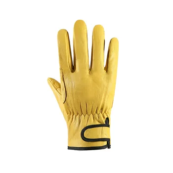 Кожаные рабочие перчатки для мужчин, Желтая воловья кожа, Сверхпрочные защитные перчатки для водителя, рабочие перчатки для сварочного механика