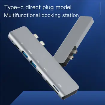 Концентратор USB 3.0 Type-C К HDMI-совместимому Адаптеру, Слот для чтения карт TF SD 4K Thunderbolt 3 USB C-Концентратор Для MacBook/Air 2018 - 2020