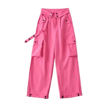 Летние женские брюки-карго Y2K Оверсайз Широкие брюки с парашютом и мешковатыми карманами