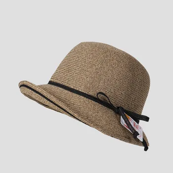 Летняя женская соломенная шляпа для защиты от солнца, пляжный аксессуар, Панама, кепка с большими полями для отдыха на открытом воздухе