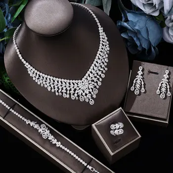 Модная роскошная ювелирная цепочка из 4 предметов, геометрическое кольцо, ожерелье, браслет, серьги, кольцо для женщин, простое и роскошное на все случаи жизни