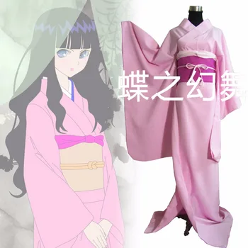 Набор японских традиционных женских розовых кимоно Furisode для косплея