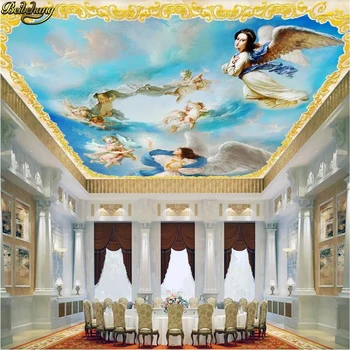 обои beibehang, 3d фрески, настенная роспись на подвесном потолке, обои/живопись, западноевропейское голубое небо, Ангел, фотообои