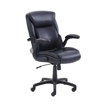 Офисное кресло менеджера из кожи с подкладкой под поясницу, черное