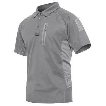 Популярная в США мужская летняя тактическая футболка-поло с карманом на молнии, дышащая быстросохнущая рубашка для гольфа, рыбалки, велоспорта, карго с коротким рукавом