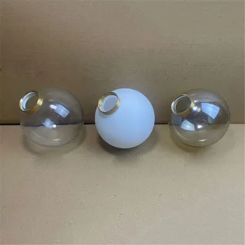 Прозрачный белый стеклянный абажур с отверстием 4 см, замененный металлической резьбой для держателя винтовой розетки E27 D13cm, стеклянный абажур с глобусом