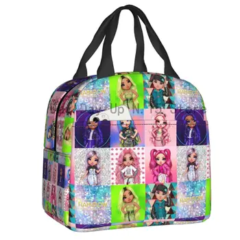 Радужная сумка для ланча с высокой волной, женская водонепроницаемая сумка для ланча с аниме-мультяшным телевизором, термоохладитель, сумка для ланча, Офис, Пикник, путешествия