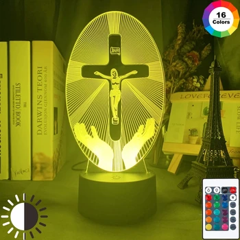 Распятие Иисуса Светодиодный Ночник для Украшения церкви, Классный Подарок для христиан, Настольная лампа для Комнаты с Питанием от USB Аккумулятора
