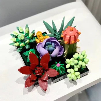 Романтический Букет цветов, Роза, орхидея, сочный Строительный блок, Кирпичи, игрушка 
