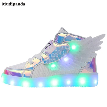 Светодиодные светящиеся кроссовки для детей, спортивная обувь для мальчиков, детские крылышки, светящиеся кроссовки для подростков, детская обувь для бездомных детей, обувь для мальчиков и девочек, светодиодная обувь